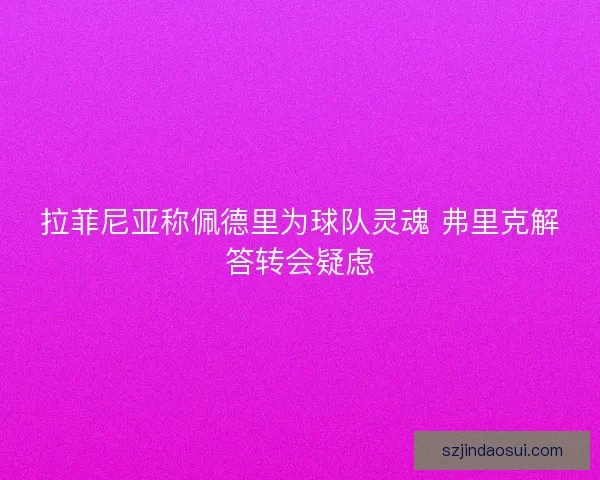 拉菲尼亚称佩德里为球队灵魂 弗里克解答转会疑虑