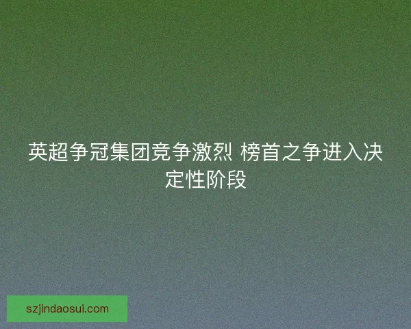 英超争冠集团竞争激烈 榜首之争进入决定性阶段